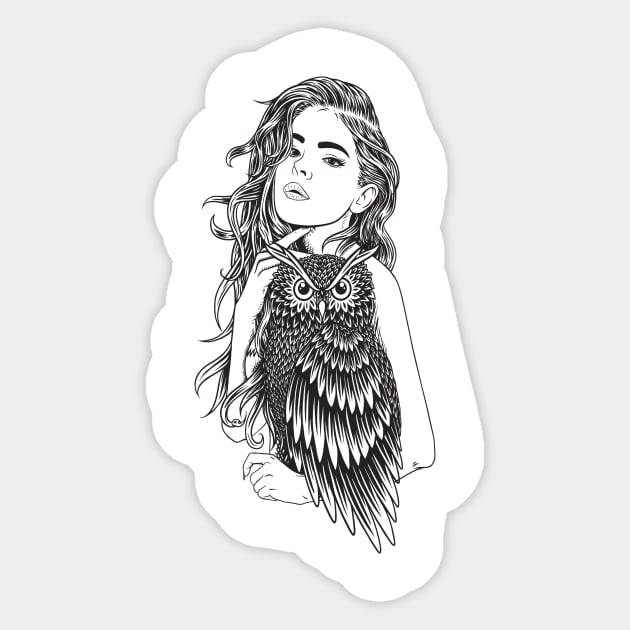 Beauty Owl Girl Sticker by LightArt